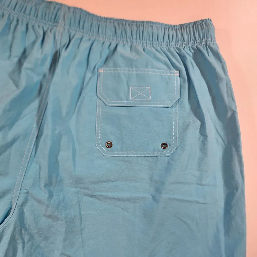 Roundtree & Yorke Solid Light Blue Swim Trunks Mens Sz 3XT Drawstring New Tags!